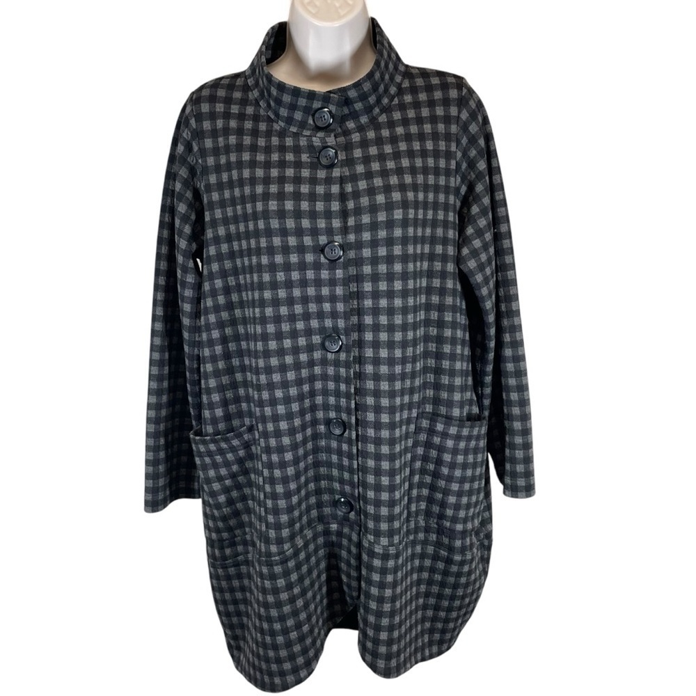 Comfy USA gingham plaid casual jacket womens small oversized lagenlook
